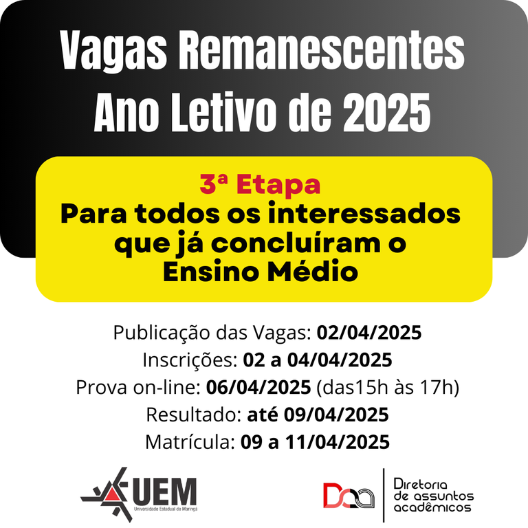 Vagas Remanescentes 2025 - 3ª etapa EM.png